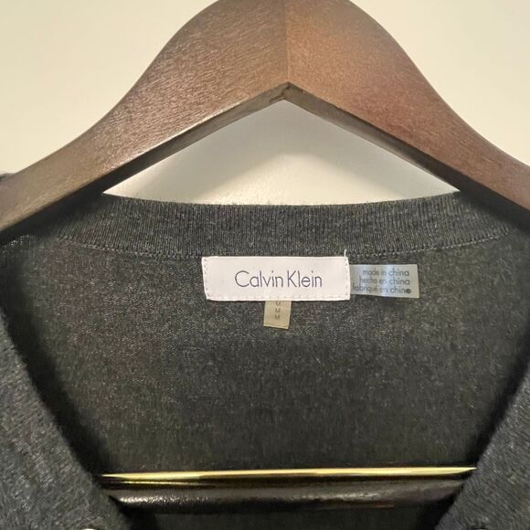 Calvin Klein Women's Lace Up Gray 3/4 Sleeves Knit Top Pullover Sweater Size M - Picture 6 of 8